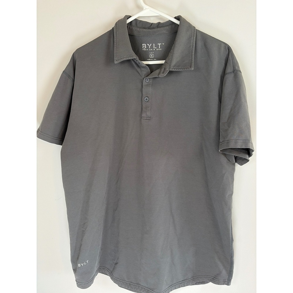 BYLT Premium Basics Lux Polo Shirt Mens XL Charcoal Grey Short Sleeve Top